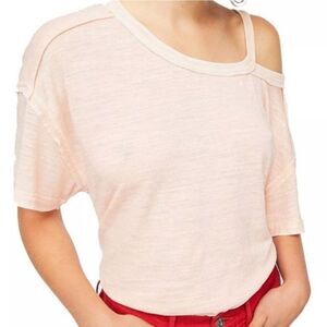We The Free‎ People Alex Cold Shoulder Slub Oversized Tee Tops Pink Womens Small